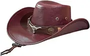 [Oshhni] Cowboy Hat for Women Men Cowgirl Hat PU Leather Stylish Casual Wide Brim Sunhat