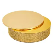 2 Piece Gold Rhinestone Cake Stand Set with 16" Cake Drum for Wedding, Birthday