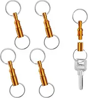 [Gosknor] 4pcs Quick Release Keychain, Iron Brass Alloy Detachable Keychain Pull Apart Key Chain Quick Release Key Ring Snap Separate Detachable Key Ring Quick Disconnect Keychain (Yellow)