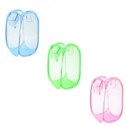 3Pcs Pop-Up Laundry Hampers Foldable Mesh Hamper Clothes Laundry Basket Bins w/