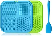 QIHANGZ Treat Lick mat for Dogs 2 Pack Dog Slow Feeder & Cat Lick mats Dog Food Mat with Suction Cups,Alternative to Slow Feeder Dog Bowls,Calming Mat for Bathing,Grooming,and Nail Trimming TD