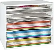 eMerit Wood Desktop Organizer Paper Storage Letter Tray File Sorter with Adjustable Shelves for Home Office,White