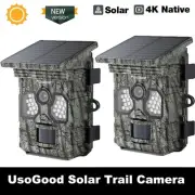 4K 48MP Trail Camera Solar Hunting Game Wildlife Cam Night Vision Motion Sensor