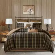 Woolrich Comforter Set King Size Polyester Fill Plaid Multi-Colored 4-Piece