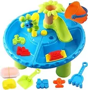 Sand and Water Table 22 Pcs/Set No Burr Multi-compartments ABS Summer Toddler Water Table with Detachable Corners Colorful Sensory Toys for Beach, Pool, Yard Sensory Toys