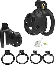 SM Penis Cage Chastity Cage Men Cock Cage Chastity Belt Set with 4 Cockring Chastity Cage Male Bondage Chastity Sex Penis Cage Toys for Men(Kreisring,L)