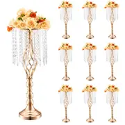 10PCS 55cm/21.65” Tall Crystal Wedding Flower Stand Vase for Party Decor