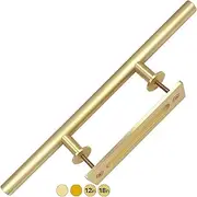 Rio Salto 18-Inch Brushed Brass Vintage Gold Barn Door Handle Kit Closet Door Handle Solid Aluminum Pull Handle Flush Handle Set Large Sliding Door Handles (Light Gold, 18" - 1Pack)