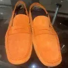 NEW!HUGO BOSS MEN’S SUEDE DRIVING MOCCASINS SIZE 12 ORANGE. Made in ITALY$330SRP