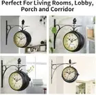 Retro Wall Mount Home Decor Metal Clock Outside Bracket Double Sided Wall Clock