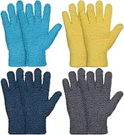 4 Pairs Microfiber Dusting Gloves, Reusable Auto Dusting Cleaning Gloves Kitchen Gloves, Washable Microfiber Gloves Cleaning Mittens for Plant Dusting Cars House Cleaning Mirrors