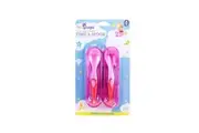 1PC Fork & Spoon Feeding Set With Travel Case 1st Steps Suction Cup Base - Pink