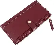 [VALICLUD] 1Pc Long Wallet for Women Multi Card Folding Purse with Storage Compartment Fold Design Wine Stylish Coin Purse and Card Holder for Ladies
