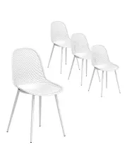 [Gardeon] 4PC Outdoor Dining Chairs PP Lounge Chair Patio Garden Furniture in White