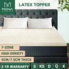 Mona Bedding Latex Mattress Topper 7 Zone Underlay Bed Protector Pad Cover Mat
