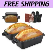 Heavy-Duty 9x5 Inch Cast Iron Loaf Pan with Lid - Perfect for Artisan Breads