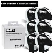 6 Rolls 1-1/7" x 100' Continuous Tape Labels DK-2210 Fits Brother QL-800 QL-810