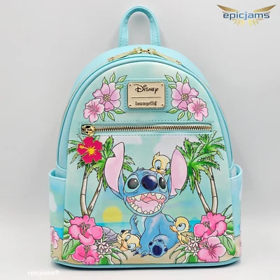 Loungefly Disney Lilo & Stitch Ducklings Beach Mini Backpack New