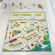 IVI Mini City 59" L x 39" W Educational Toddler Car Play Mat Rug for Bedroom, Kids Den, or Playroom