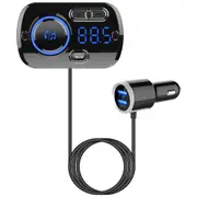 BC49BQ Breathing Atmosphere Lamp Car Voice Assistant Fast Charging Wireless Bluetooth MP3 Car Phone FM Transmitter