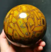 TOP 946G Natural Polished Bamboo Leaf Agate Crystal Sphere Ball Healing WD650