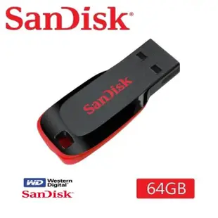 【SanDisk 晟碟】[高CP值] 64G Cruzer Blade USB 隨身碟(原廠5年保固 輕巧鋒型碟)