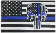 3x5 USA Thin Blue Line Police LIVES MATTER Demon DEMON Skull 100D Flag Banner