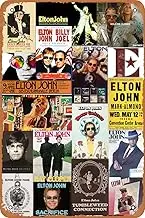 Clilsiatm Elton John Poster Metal Tin Sign Vintage Wall Plaque Decor 8x12 Inch