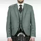 Men's Scottish Lovat Green Argyle Jacket With Vest Highland Wedding Kilt Jacket