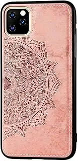 Ultra Slim Soft Case Compatible with Apple iPhone 11 Pro Max 6.5 inch Display,Fit Magnetic Car Mount,Embossed Mandala Flower Geometric Pattern,Flexible TPU Silicone Protective Back Cover-Rose Gold