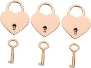 Tofficu 3 Sets Heart Lock Mini Padlock with Key Cute Jewelry Box Diary Suitcase Lock for Travel Handbags and