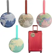 [POXIAOER] Suitcase Tags, Pack of 4 Suitcase Tags or 2 Pieces Suitcase Tags with 1 Passport Cover Air Travel Luggage Tag Address Tag for Suitcase (4 Luggage Tags)