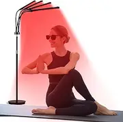 Relhafethy 4 Head Red Light Lamp with Stand - 180 LEDs, 660&850&940 Infrared Lamp, Near Infrared Light with 10/20/30 Minute Timer & 5 Adjustable Brightness Levels for Home & Office Use