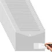 Document Wallet A4, 20 Pieces A4 Plastic Folders, Transparent Document Folder, A4 Collector's Folder, Waterproof Collector's Folders with Press Stud, Label Pocket and Pen for Documents for File Paper