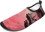 [BTCOWZRV] Water Shoes for Women Men Moon Elephant Water Sports Shoes Slip-on Breathable Lightweight Athletic Aqua Sock