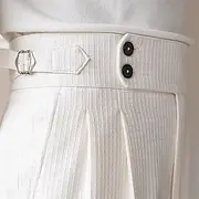 Men's Dress Pants Trousers Pleated Pants Waffle Pants Gurkha Pants Pocket Plain Comfort Soft Full Length Wedding Party Business Elegant Fashion Black White