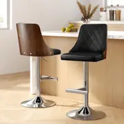 2x Artiss Bar Stools Swivel Leather Black