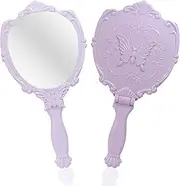 Embossed Butterfly Handheld Mirror with Folding Handle, Princess Style