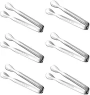 6 Pcs Ice Tongs,Stainless Steel Mini Tong,Durable Serving Tongs,Small Serving Clip,Suitable for Kitchen,Appetizers, Tea Parties,Coffee Bars,Desserts(Silver)