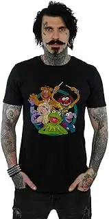 [Absolute Cult] Disney Men's The Muppets Group Circle T-Shirt Black Medium
