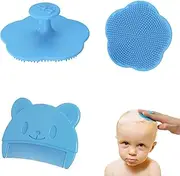 Milk Scab Comb & Baby Brush Set, Blue Bear Milk Scab Baby Remove Silicone Baby Hair Brush Plastic Scab Comb Baby Shower Gifts for New Parents, Newborn Baby Essentials