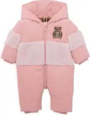 NEW Burberry Infant Girls Ray Bear Snowsuit Coverall Pink Size 9M 9 Months NWT