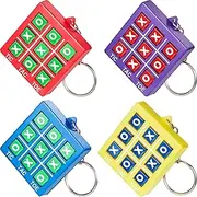 [Hicarer] 16 Pieces Tic Tac Toe Keychain Durable Plastic Keyholders for Mini Backpack Clip Keyring for Bag and Belt Birthday Party Boy Girl Educational Tool Back to School Item