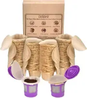 Delibru Unbleached K Cup Filters with Lid for Reusable Coffee Pods - Pack of 300