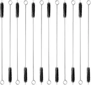 Proxima Direct 12PCS Straw Cleaner Brush Set Bendable Straw Cleaning Brushes Kit Nylon Bristles Stainless Steel Handle to Clean Pipe Narrow Tube and Other Hard to Access Corners (Black)