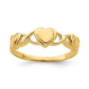 14K Yellow Gold Triple Heart Band Ring