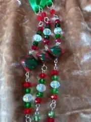 Set Of 3 Handmade Christmas Tree Decorations Crystal & Clay with Star Charms