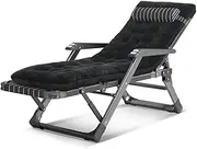 Padded Folding Chaise Lounge Heavy Duty Reclining Chair Outdoor Zero Gravity Lounge Chair Recliners Oversized with Pillow and Massage Armrest for Patio Beach Camping Portable (Color : C) FANDIAO
