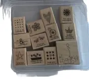 Stampin Up Wood Mounted TAGGER'S DOZEN NEW Set of 12