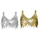 Womens Glitter Sequins Tassels Bikini Bras Body Chain Party Sleeveless Crop Top